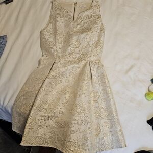 White and gold bridal event mini dress